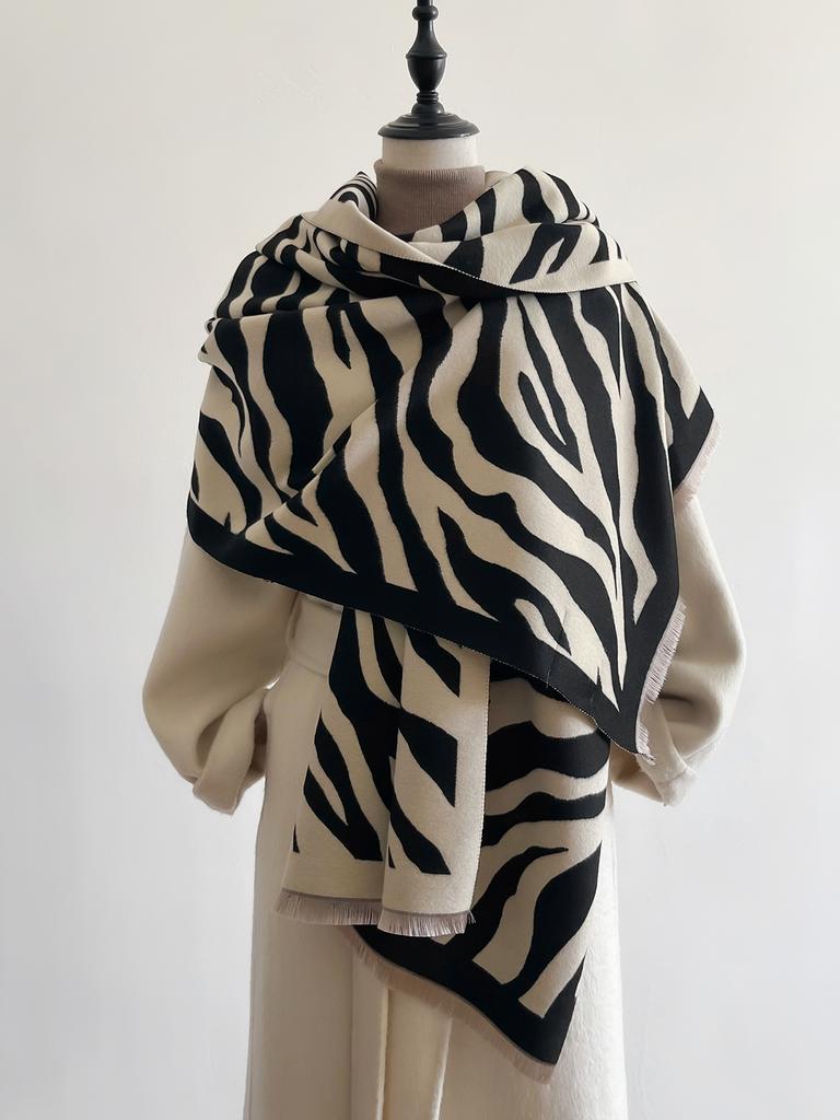 Elegant Women Streak Pashmina Scarves Fringe Wrap Winter Warm Fashion Brands Designer Cashmere Two-Sided Scarf Blanket Shawls