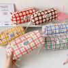 Cartoon Plaid Pencil Case Girls' Stationery Storage Bag Student High-value Pencil Case Makeup Bag