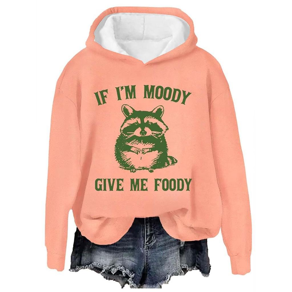Women's Fashion Casual Long Sleeve Printed Round Neck Hooded Sweatshirt Top
