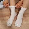 Candy Color Split Toe Cotton Ruffles Two Finger Socks Hosiery Two Toe Socks Middle Tube Socks