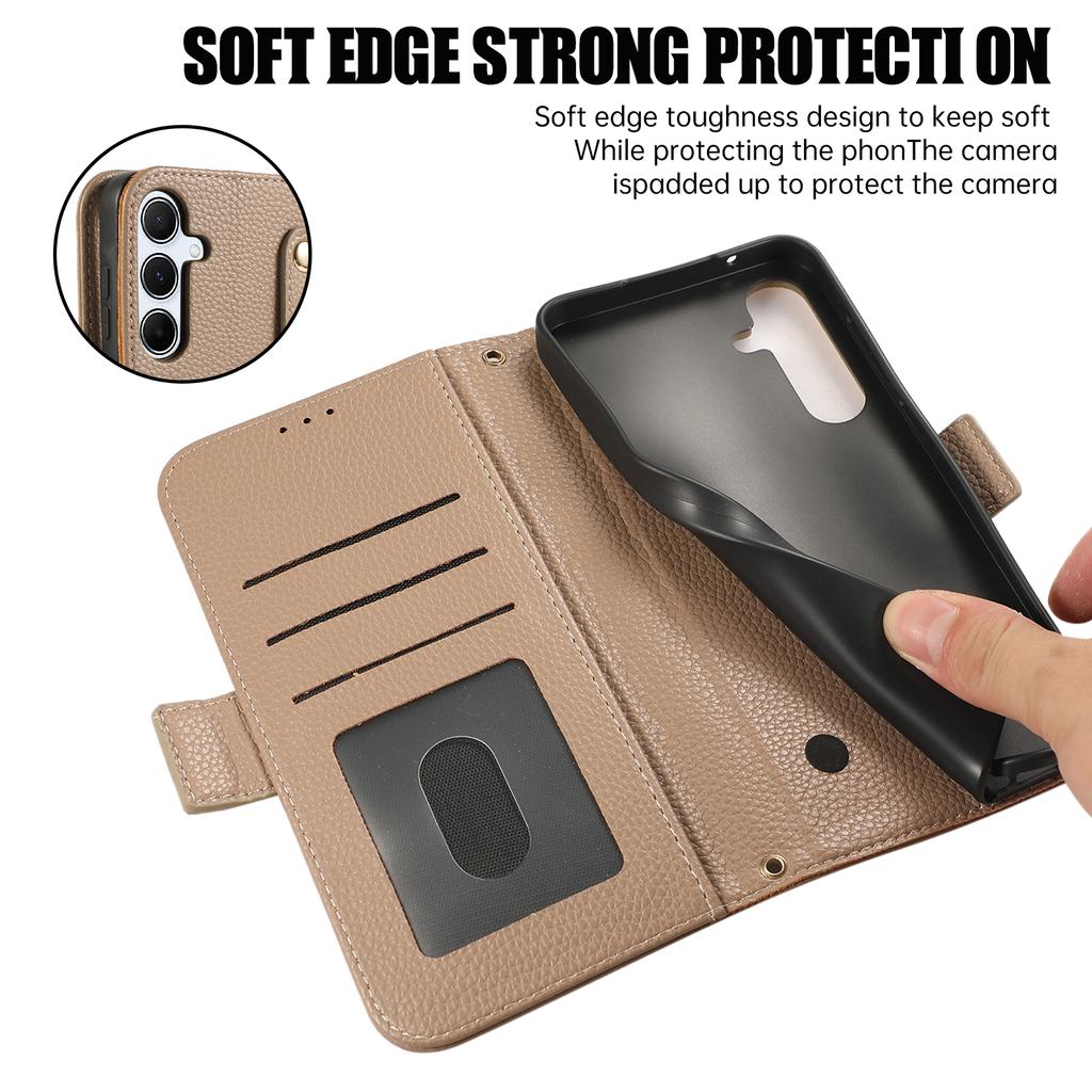 For Samsung Galaxy A15 5G/4G Leather Case with Card Holder, Straps, Shockproof Wallet Phone Cover
