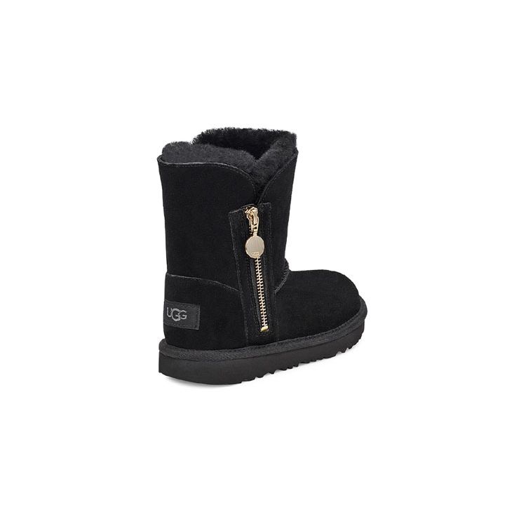 UGG Bailey Zip Short Plush Snow Boots Kids Boots Black 1123613T-BLK