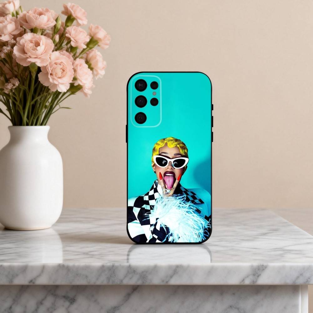 Уверенный C-Карди Би Певица Чехол для Телефона Для Samsung S25,24,23,22,30,21,10,9,Ultra,Plus,Lite,FE,4,5 G Мягкий Черный Чехол