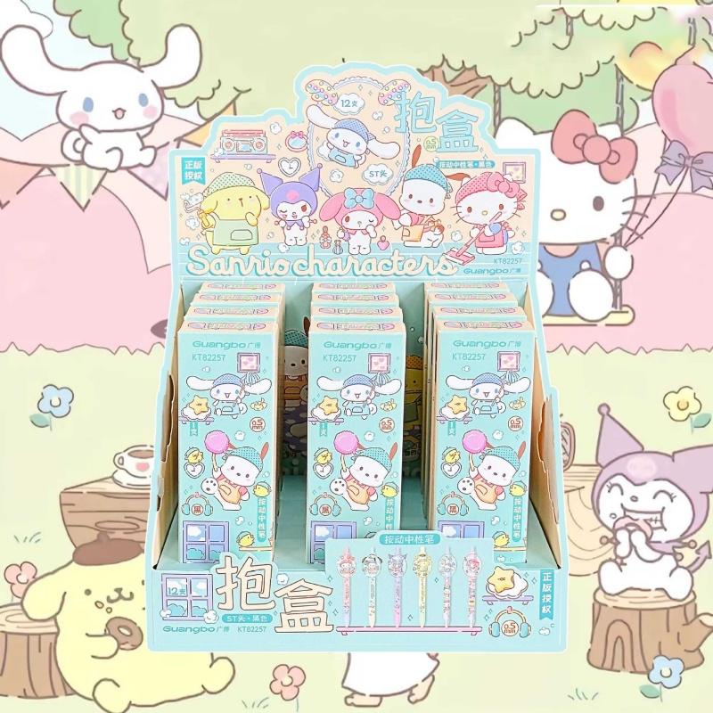12 шт./лот Sanrio Kitty Melody Kuromi Гелевая ручка Милый Pochacco 0,5 мм Черные чернила Нейтральные ручки Рекламный подарок Офисные школьные принадлежности
