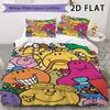 Mr. Men Little Miss Pattern Bedding uilt Set uilt Cover Pillowcase Home Decoration Birthday Gift (1 * duvet cover + 2 * pillowcase  without core)
