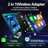 Беспроводной адаптер CarPlay 2-в-1 Android Auto AI Box, Mini Plug & Play для автомобилей, Преобразование проводного в беспроводное