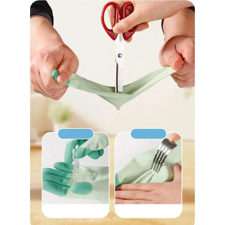 Silicone Dishwashing Cleaning Gloves Kitchen Supplies Anti Slip Convenient Long Dishwashing Gloves Reusable Durable Household