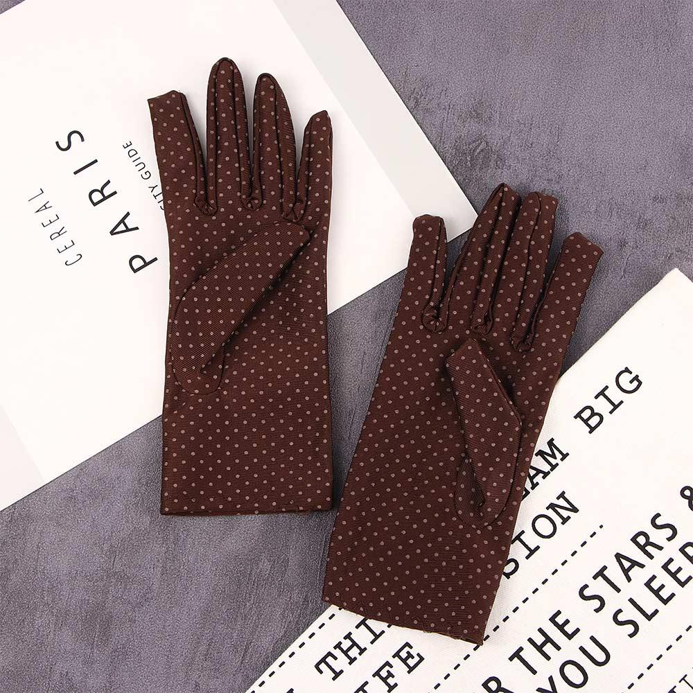 1Pair Thin Anti-UV Elastic Spring Summer Sunscreen Driving Gloves Women Gloves Dots Gloves