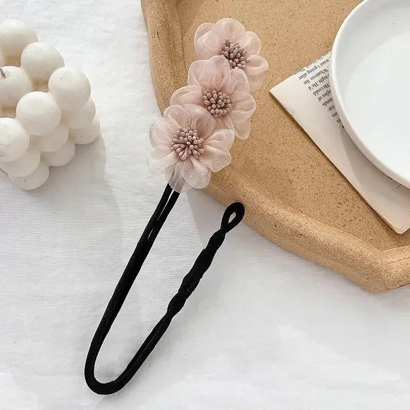 1pc Elegant Pearl Flower Bun Maker Korean Lazy Hair Curler Styling Accessories Hair Style Hairpin Hair Braiding Braider Hairgrip