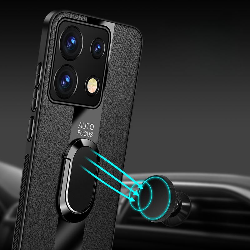 Для Redmi Note 13 Pro Note13 Pro + чехол для телефона с магнитным кольцом для POCO X6 Pro M6 Роскошный кожаный мягкий силиконовый противоударный чехол-бампер