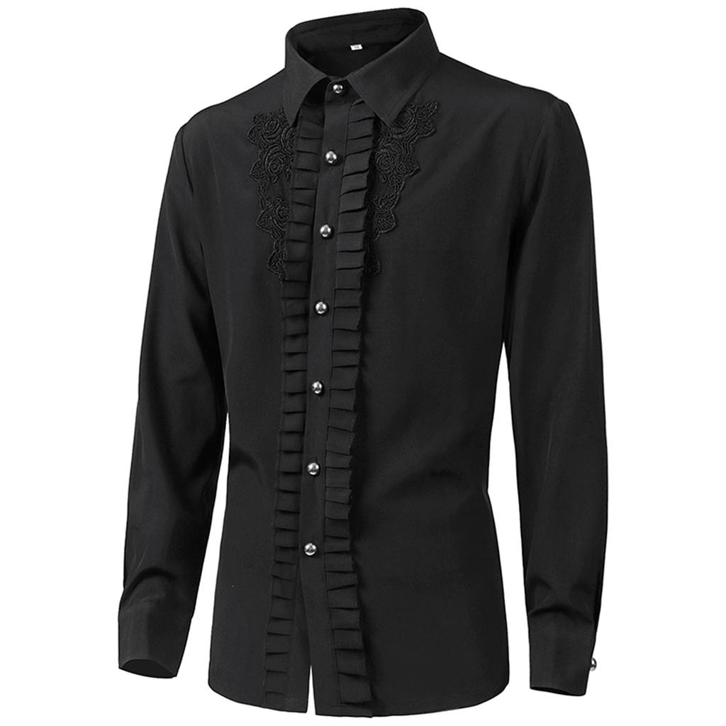 Halloween Men's Pleated Shirt Clothing Steampunk Top