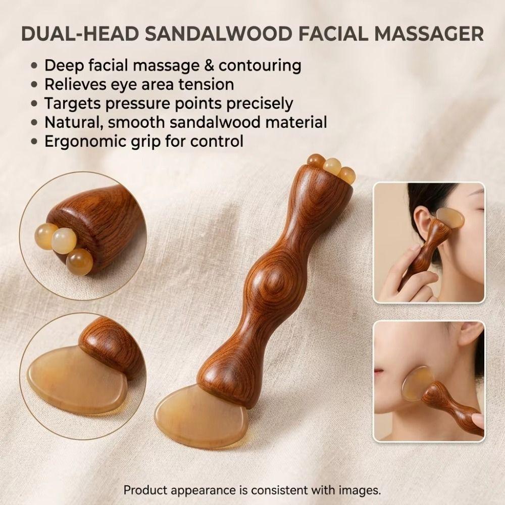 Goat Horns Bead Manual Facial Massager Sandalwood Eye Massage Stick  Daily Skincare