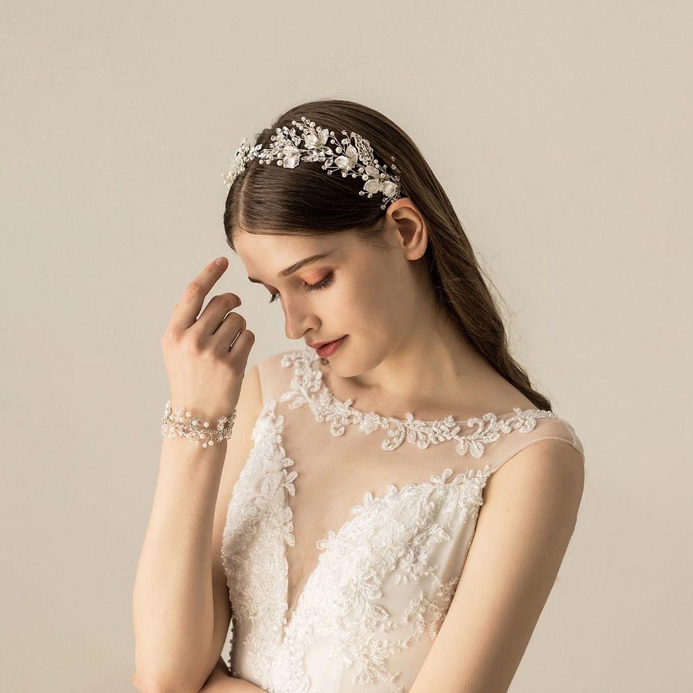 Жемчужные свадебные головные уборы Цветочные украшения Свадебный головной убор Аксессуары для волос Головной убор Женщины Свадебный