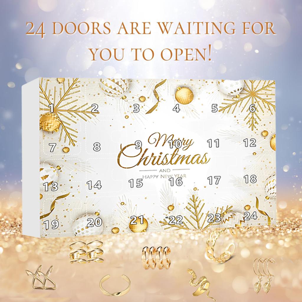 3D Ювелирный Адвент-календарь для взрослых женщин, 24-дневный Рождественский календарь обратного отсчета, Ожерелье, кольцо, серьги, браслет, Рождественский сюрприз-подарок
