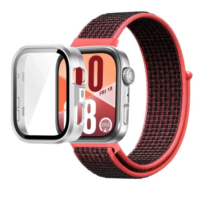 Нейлоновый ремешок + ПК-корпус для Huawei Watch Fit 3/4/4 Pro Защитный чехол от падения + Удобный дышащий браслет Ремешок Correa