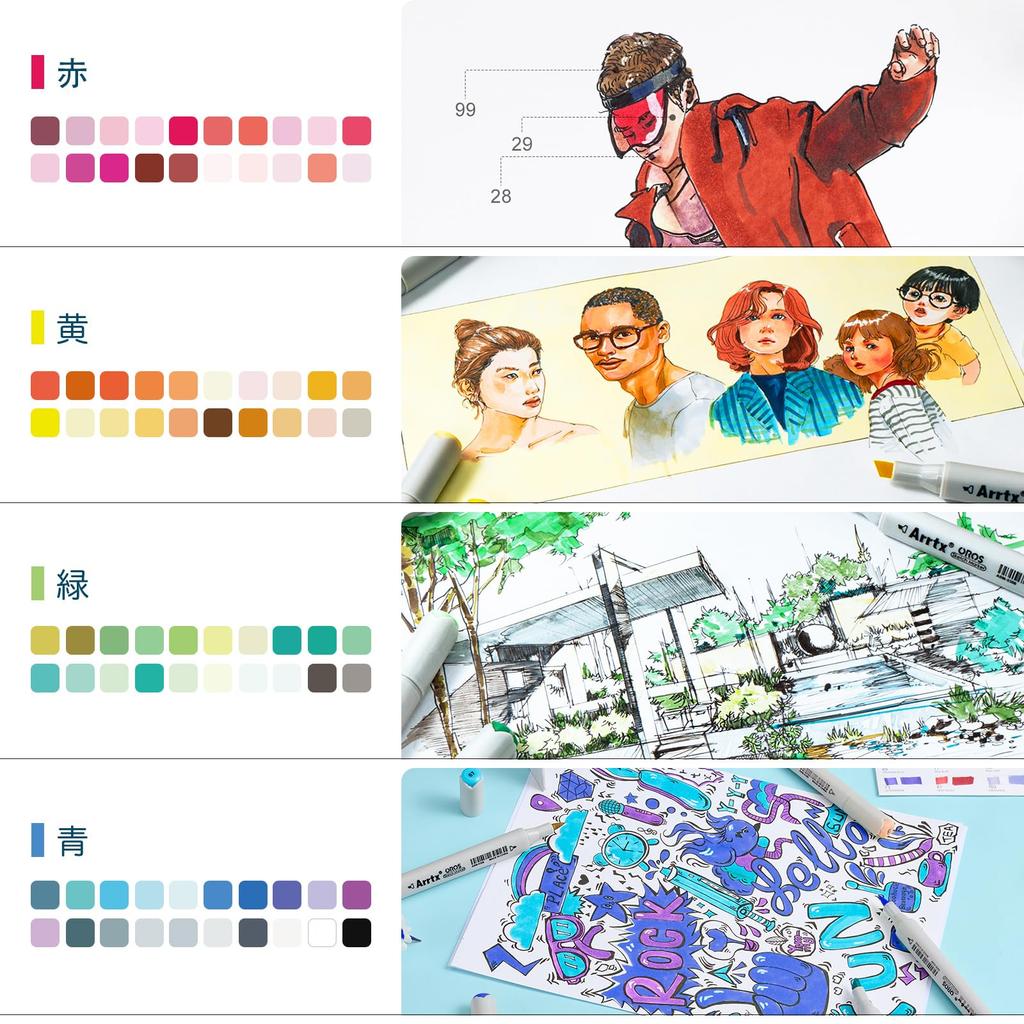 Arrtx OROS Alcohol Markers, 80 Colors, Brush and Chisel Tips