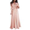 Womens Lady Casual Fashion Long Sleeve Lapel Maxi Long Dress Solid Shirt Dress