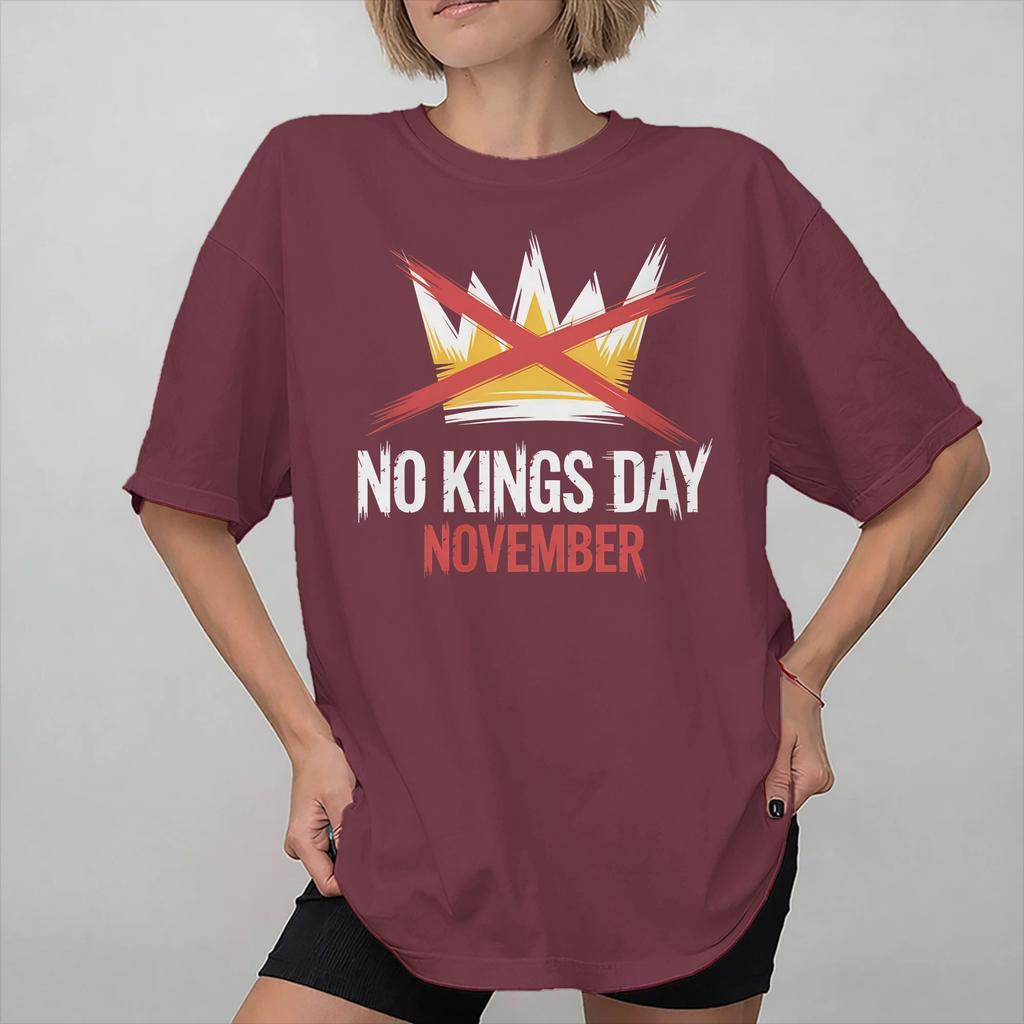 No Kings In America Graphic Printed T Shirts Unisex Women  Cotton  Tee Shirt Clothing