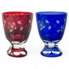 Мизукаге Стекло Кирико Саке Сакура Красная Смородина Модель J-kitchens Чашки, Пара, Чашки, 59xВ80мм, 80сс, & Синий, Бишо,