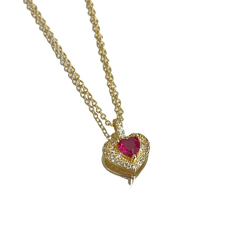 Ожерелье из циркона цвета «Кровь голубя» Treasure Love, простое, роскошное, цепочка для ключицы, нишевый дизайн, высококачественный кулон