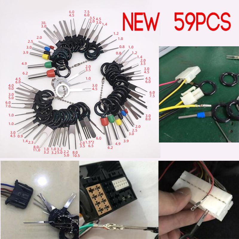 59 шт., инструмент для снятия клемм автомобиля, обжимной разъем для электрической проводки, съемник контактов