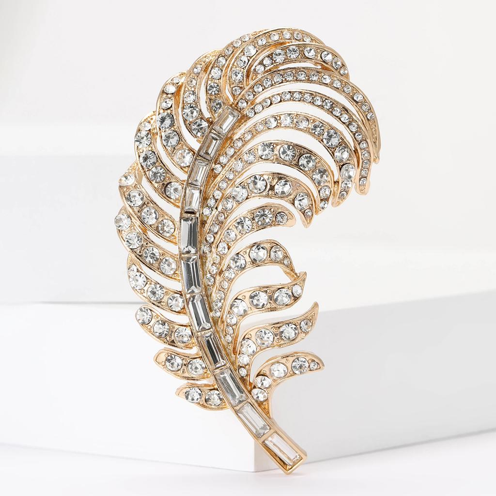 Тяжелая промышленность сплав горный хрусталь большая брошь в виде пера высокого класса модная женская одежда корсаж ювелирные изделия булавка