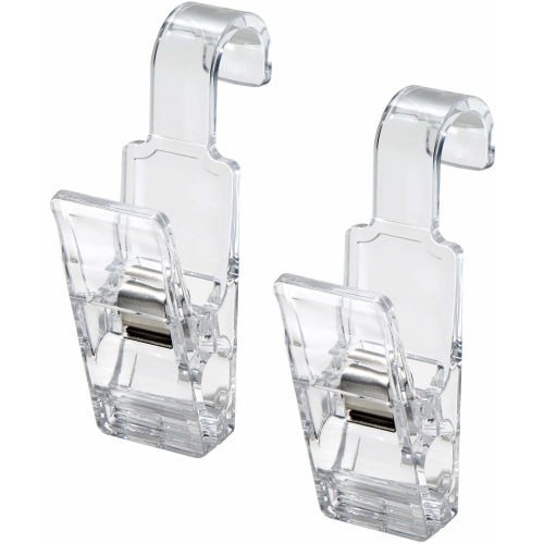 Like-it Towel Bar Pole Hook Hanging Clips (2-Piece Set), Approx. 3cm Wide X 5.8cm Deep X 9.7cm High, Clear, Made In Japan