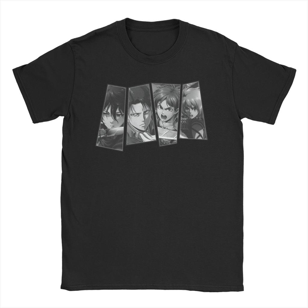 Футболка с изображением Леви и Эрена из аниме «Атака на Титанов», из чистого хлопка, оригинальная футболка больших размеров.