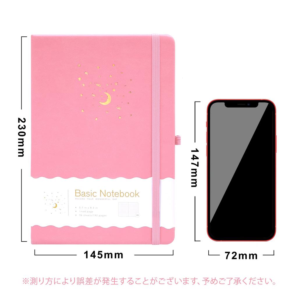 CAGIE Stylish A5 Hardcover Cute 8mm Classic Business x with Pen Pink Notebook, Ruled, Notebook, Journal, Notebook, 14.5cm 21cm, Holder,