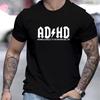 ADHD Lightning Text T-Shirt,Soft Breathable & Fade-Resistant, Classic Fit for Daily Casual Wear