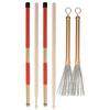 Drum Stick Brush Set Jazz Retractable Metal Wire 5A Bamboo Rod 19 Beam Stick Plush Bag(Gold )