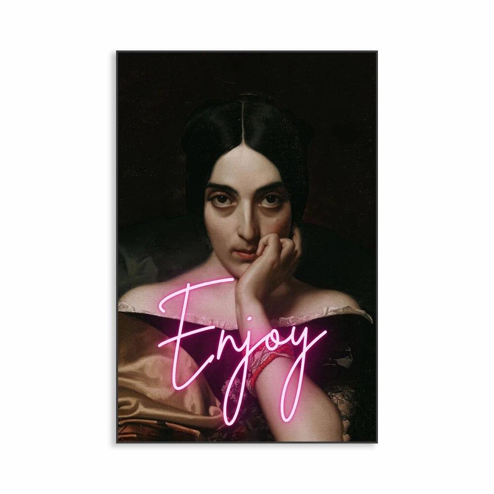 Классическое искусство в стиле барокко с цветочными принтами, забавная жевательная резинка, альтер-арт, портретный постер, Moody, Ренессанс, холст, картина, галерея, декор для стен