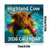 Календарь на 2026 год 12-месячный календарь с высокогорной коровой 2026 Настенный декор Янв-Дек Ежедневник Плотная бумага Ежемесячный планировщик для учителя студента дома