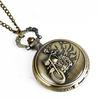 Old Antique Bronze Skull Design Riding Motorcycle Chain Pocket Watch