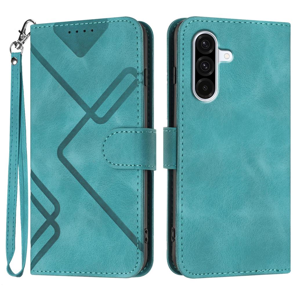 For Samsung Galaxy A36 5G Wallet Case Line Imprinted PU Leather Phone Cover with Strap