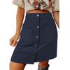 Women's Fashion Solid Color High Waist Corduroy Skirt Button Design Short Skirt