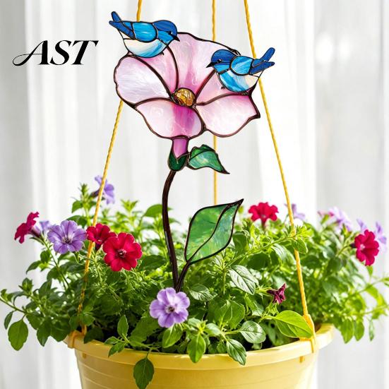 Decorative Planter Insert Colorful Stake, Double-Sided, Flower Pot Decor Metal Plant Inserts Insect Animal Stake for Pots Bed Decoration Balcony