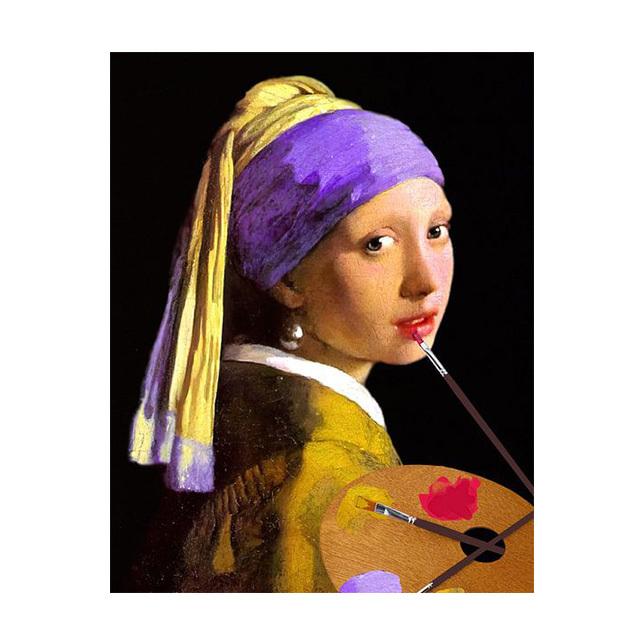 Девушки с жемчужными серьгами наносят маску на лицо. Забавные постеры, настенные художественные принты на холсте, знаменитые классические портреты.