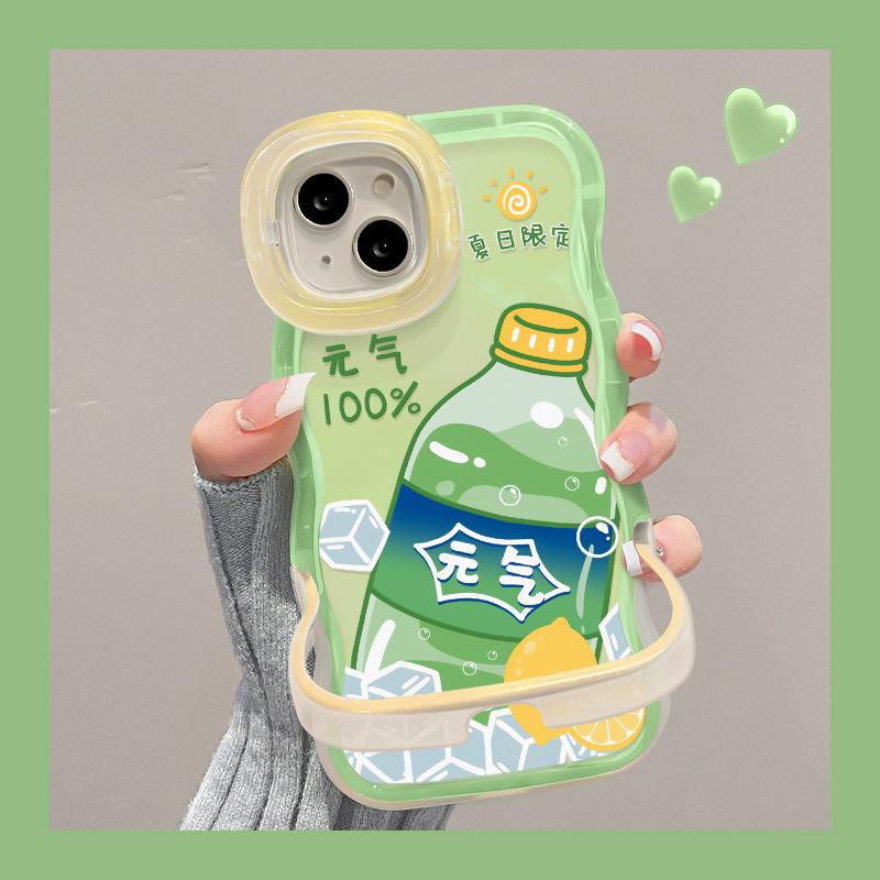 Applicable To Apple 15 Transparent Mobile Phone Case IPhone 14promax Summer Soda 13 Wave Side Invisible Double Stand