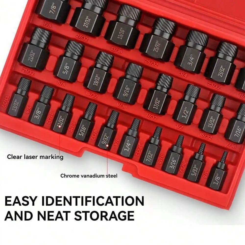25Pcs Easy Out Screw Extractor Set Double Head Screw Remover Set Remover Power Tools