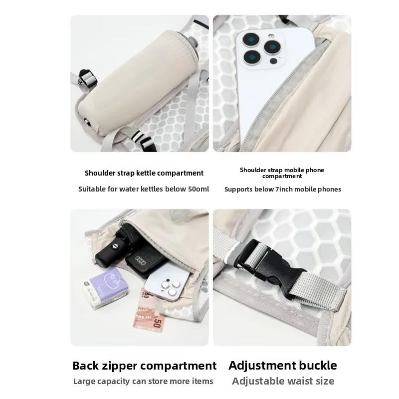 1pc Biking Running Storage Vest Lightweight Running Vest Reflective Phone Water Bottle Storage Pocket Mesh Breathable Sport Vest