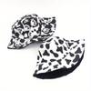 Women Reversible Black White Cow Panda Zebra Pattern Bucket Hats Fisherman Caps