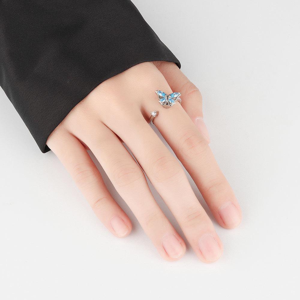 Rotatable Butterfly Open Ring For Women Adjustable Index Finger Ring Unique Personalized Fashion Jewelry Gift