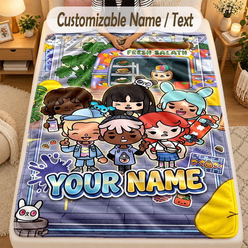 Flannel BlanketToca Boca Custom Name Text Personalized Soft Warm Throw Blanket Home Decor Gift