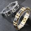 15MM Width Black Fibre Motorcycle Chain Man Bracelet for Men Casting Gold Color 316L Stainless Steel Men's Bracelets & Bangles