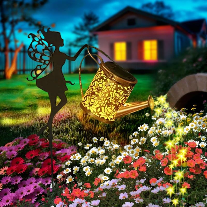 Солнечные феи лейки светильники винтажный металлический садовый декор уличный солнечный подвесной чайник светильник водонепроницаемый вилла двор украшение