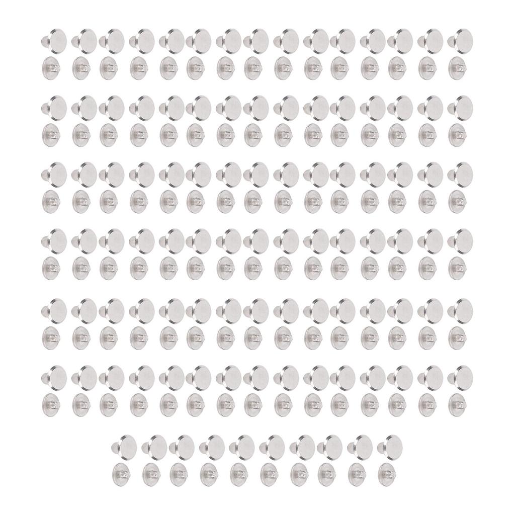 100 пар 0,16x0,35x0,33 дюйма Комплект кожаных заклепок M3 Нержавеющая сталь Круглая плоская головка Заклепка и винт