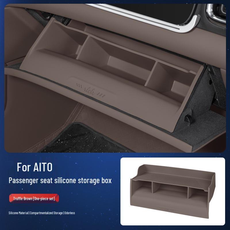 AITO M7/M8 Ящик для хранения в пассажирском сиденье, Силиконовая подкладка и Аксессуары для декора интерьера