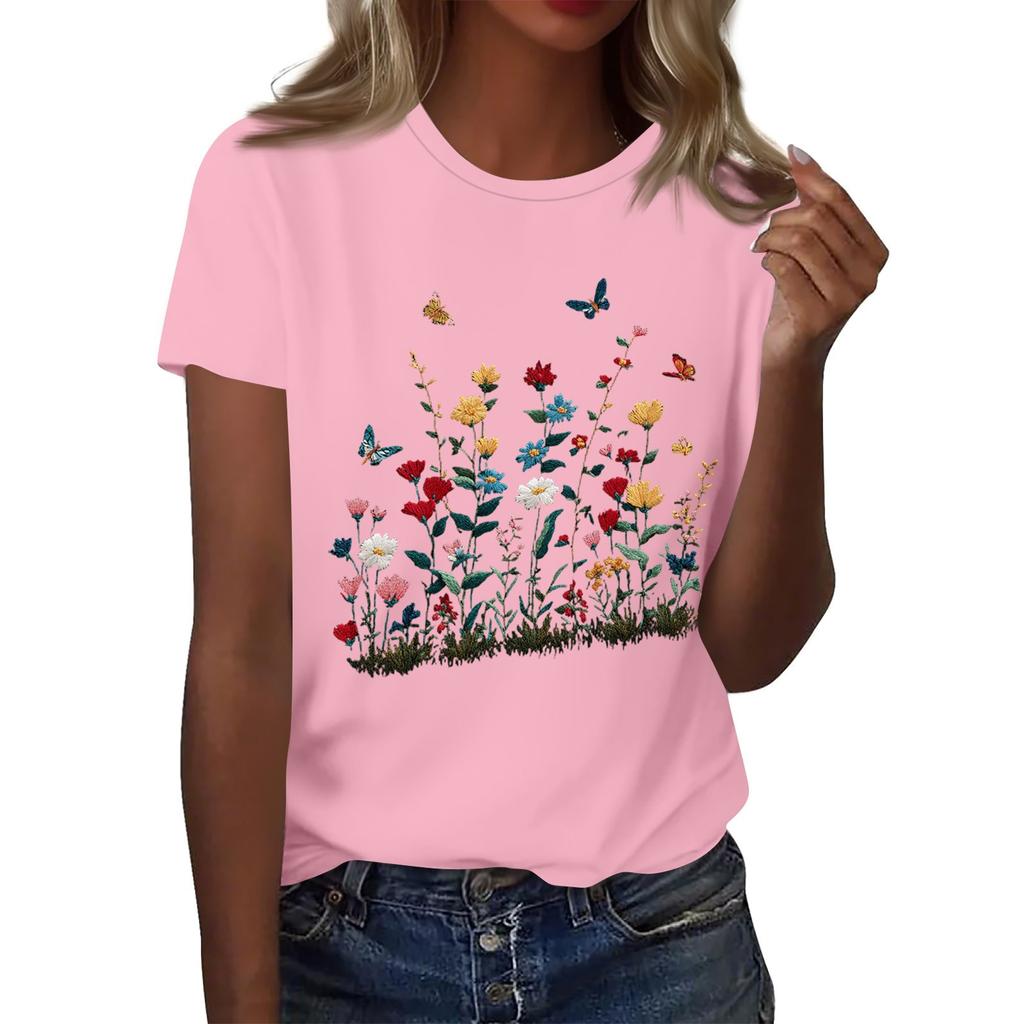 Женская мода повседневная футболка с круглым вырезом и короткими рукавами, топ, футболка, топ