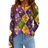 Женская модная свободная повседневная блузка с длинным рукавом и карнавальным принтом